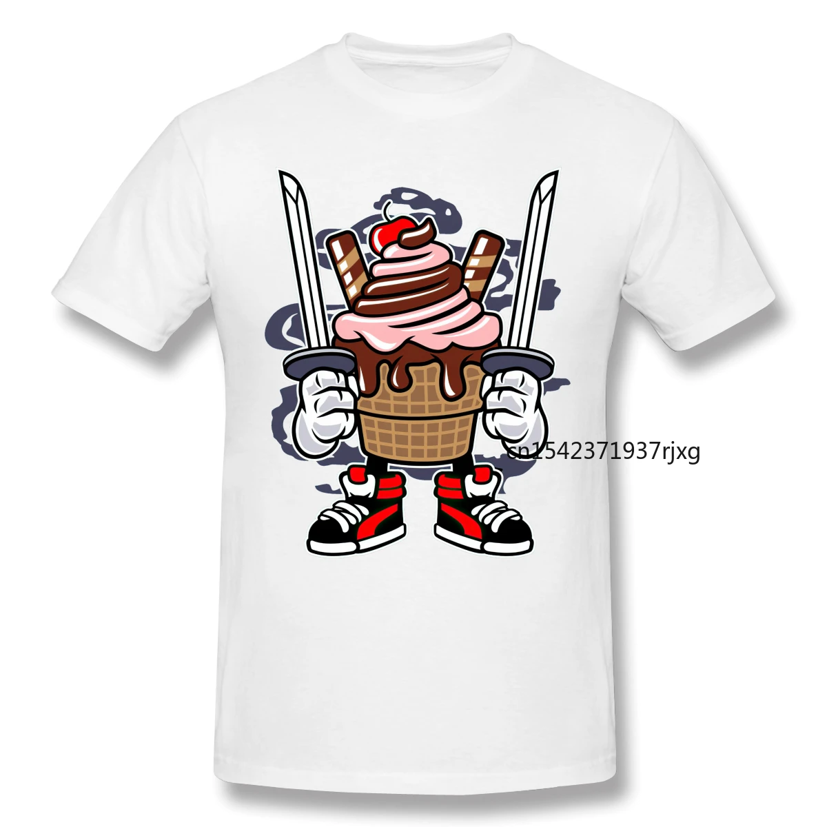

Lovely Ninja Ice Cream Cute Pattern Mens Clothing Gift Cartoon Graphic Cool Short Sleeve T-Shirt Top Cool Designed Tees Casual