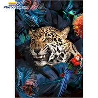 photocustom diy pictures by number tiger ans parrot kits hand painted picture gift painting by numbers animal drawing on canvas