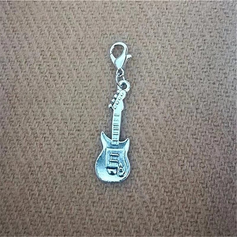 3 шт. античный серебряный цвет гитара клип на Шарм молния тянуть кошелек музыка