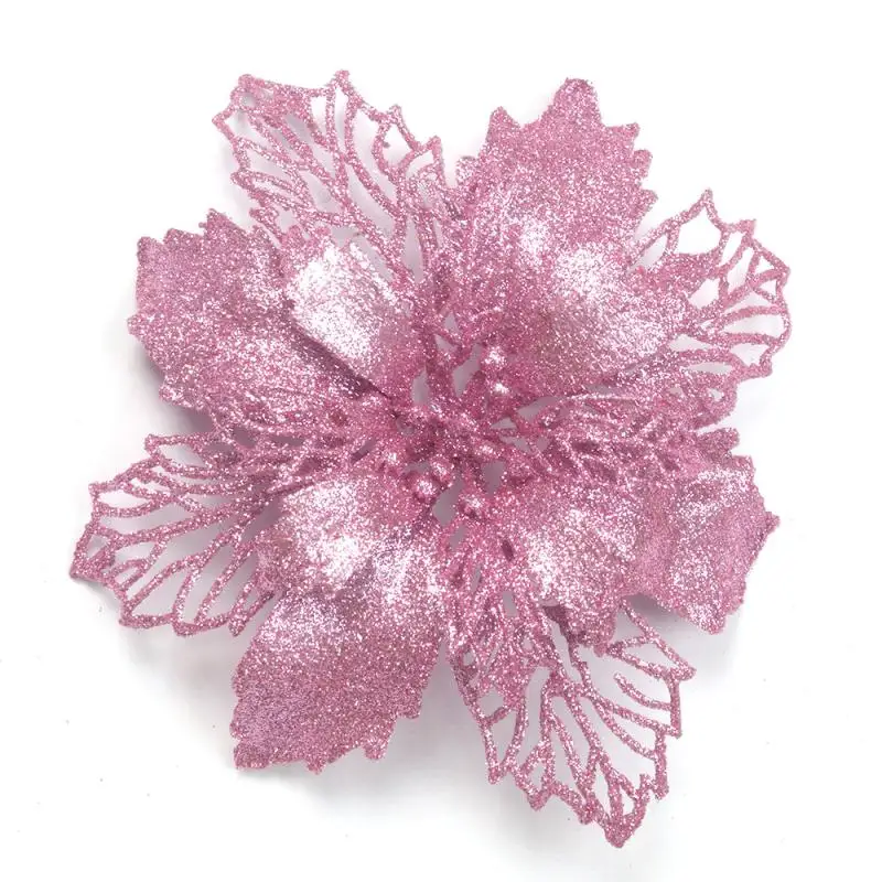 Искусственные цветы для рождественского декора блестящие Poinsettia сделай сам