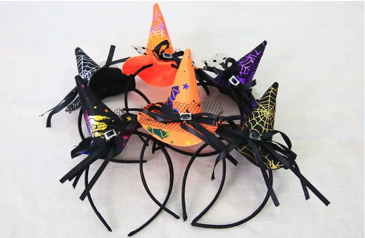 New Festival Ball Show Head Buckle Witch Hat Bow Lace Headband Drop Ship Halloween Tip Decoration Ghost | Дом и сад
