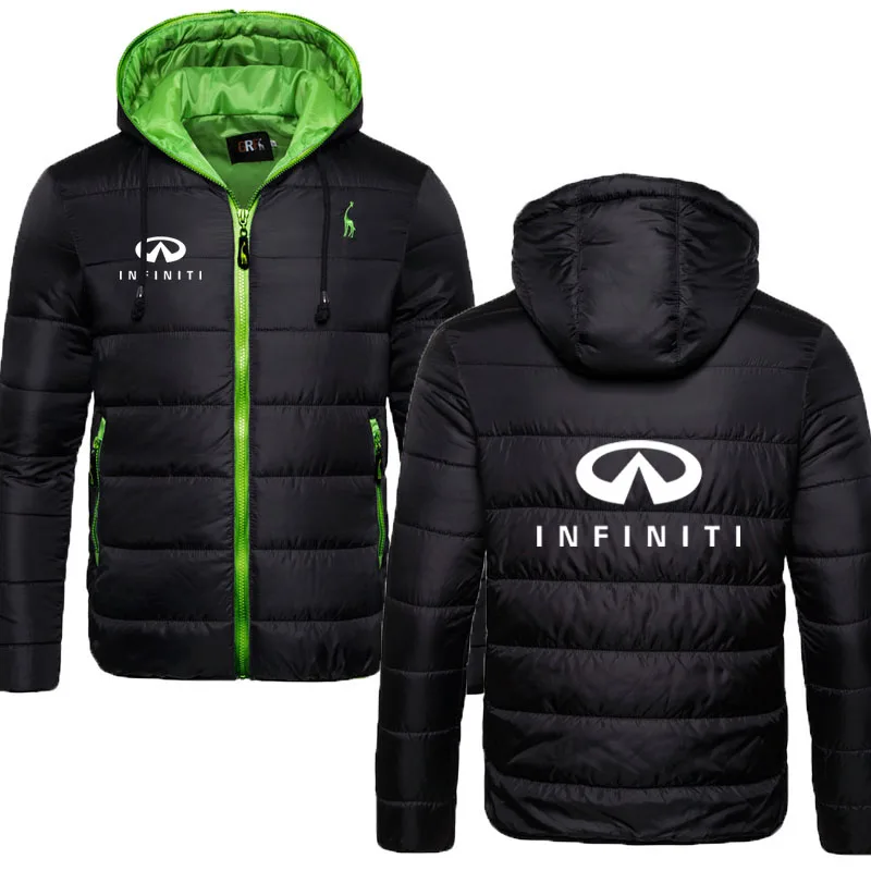 

Windproof waterproof Men Parka men hooded jacket Infiniti car logo print Fashion casual outdoor men thick warm winter clothing