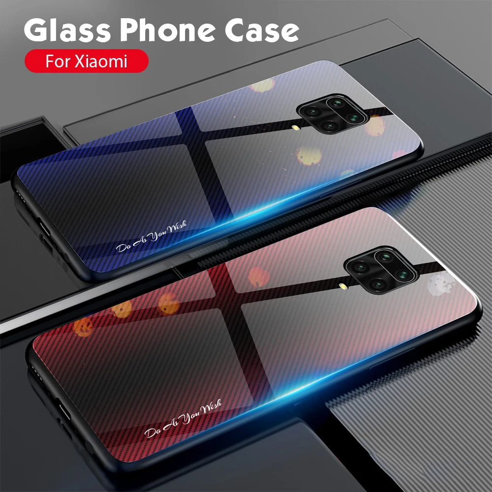 Чехол из закаленного стекла с градиентной текстурой для Xiaomi Redmi Note 9 Pro Max 9S