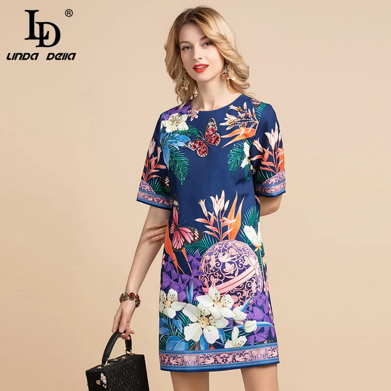 LD LINDA DELLA элегантное дизайнерское летнее платье для женщин с коротким рукавом