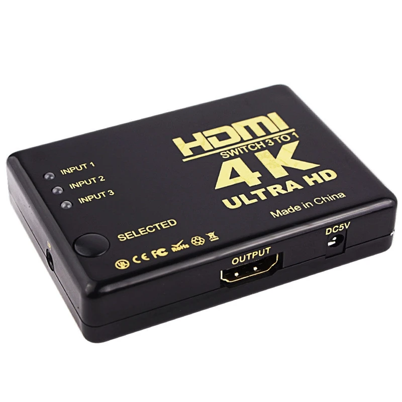 Ultra HD 4K x 2K HDMI Switch 3x1 3 Port Switcher Selector 3D 1080p w/ IR Remote |