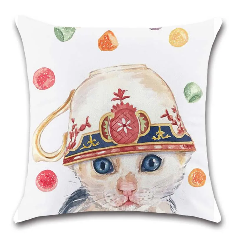 

Funny Animals cartoon dog cats white Cushion Cover Decoration chair Home sofa car seat friend kids bedroom gift pillowcase