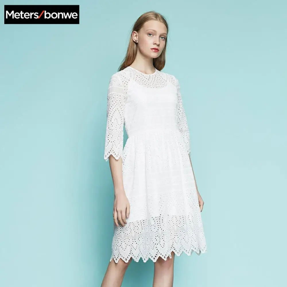Metersbonwe Брендовое кружевное темпераментное женское летнее платье | Женская одежда