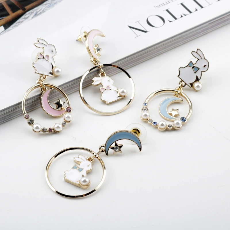 

Cute Rabbit Moon Star Earrings for Women Fashion Piercing Dangle Earring for Party Gift