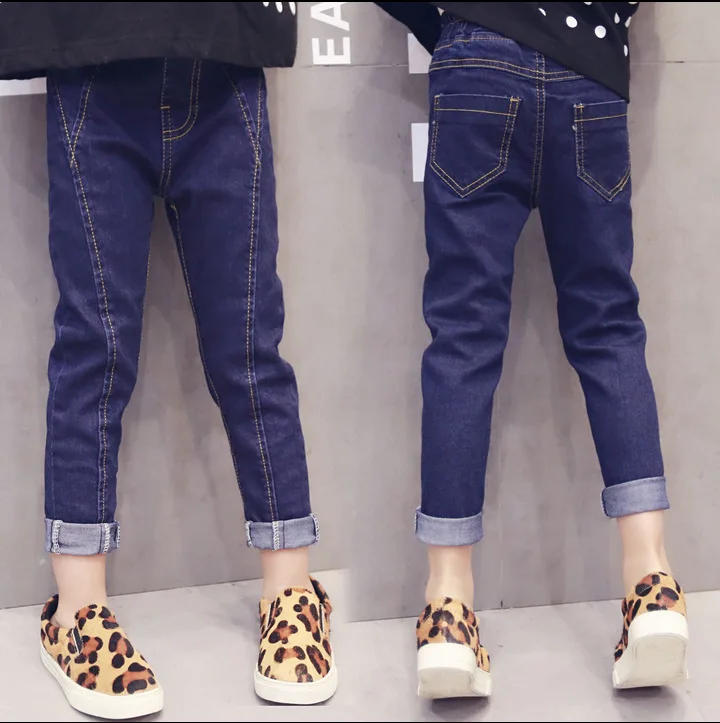 Леггинсы для девочек Новинка 2019 года осенние детские джинсы синие и Черные