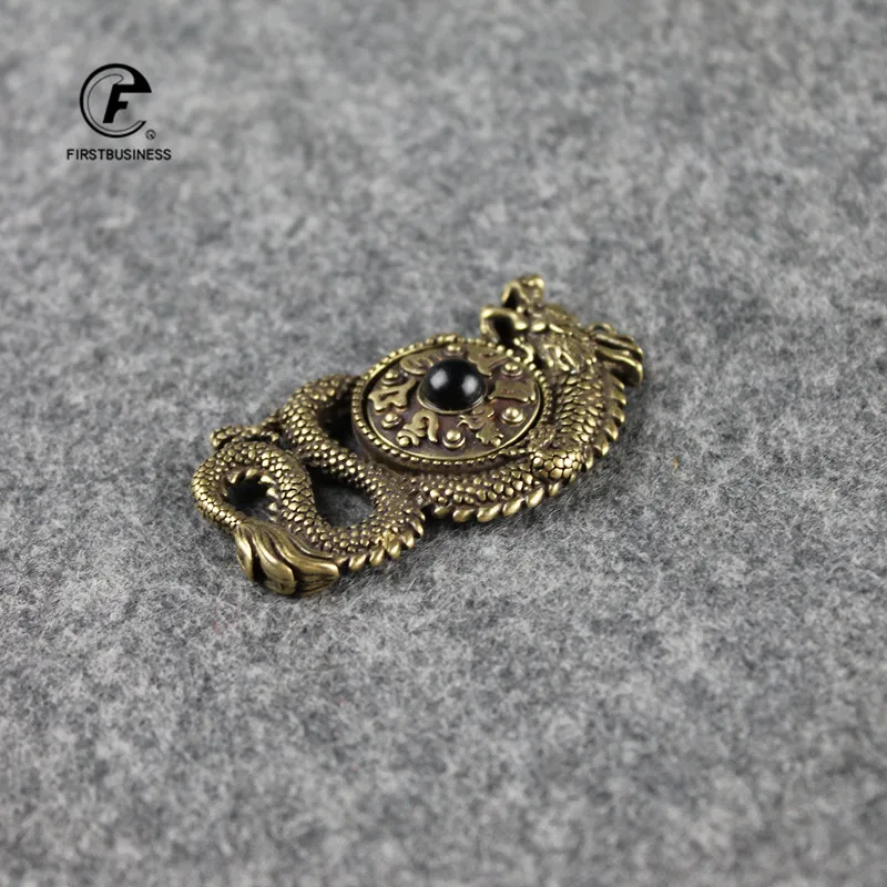 Вращающаяся тибетская мантра из чистой латуни с летающим драконом шесть