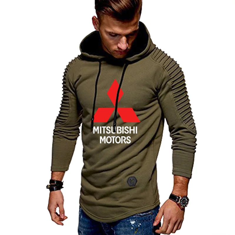 

Hoodies Men Mitsubishi Motors Car Logo Long Sleeve Solid Color Hooded Spring Autumn Cotton Fashion Print Sportwear Slim Fit Pull