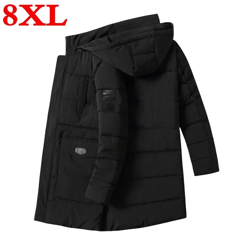 Размера плюс 8XL 7XL зимняя Модная брендовая куртка Для мужчин s Толстая с капюшоном