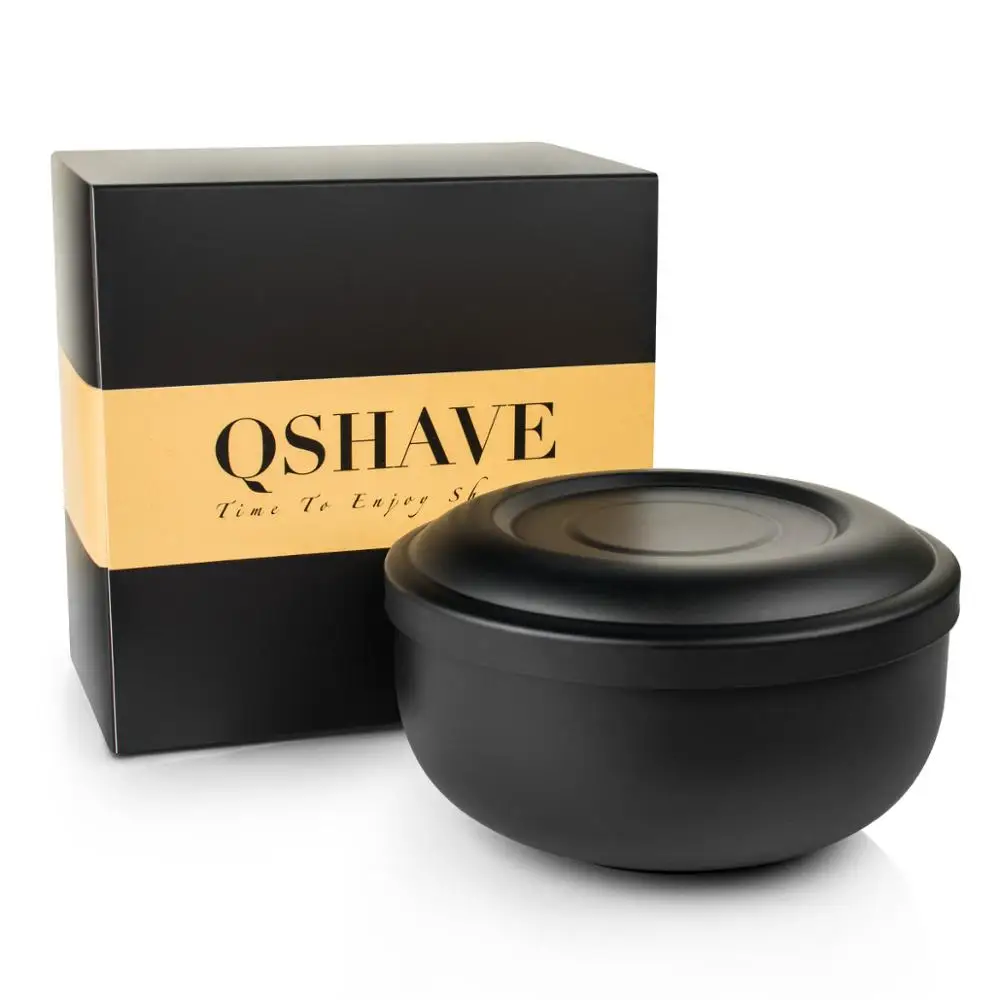 QSHAVE черная миска для мыла из нержавеющей стали с двойными краями бритвенная