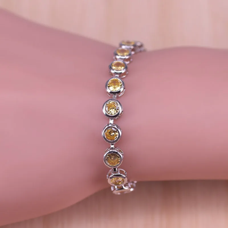 Risenj Sparking Yellow Silver Color Hexagon Shiny Star Jewelry Earrings Ring Necklace Bracelet Set Bridal | Украшения и