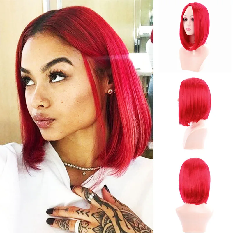 MUMUPI прямые красные синтетические парики средняя часть для женщин длина волосы