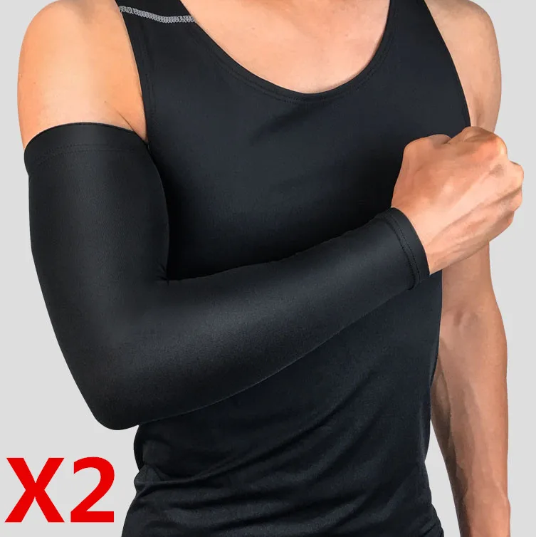 1 pair black Баскетбольные нарукавники, велосипедные гетры для альпинизма, компрессионные налокотники, солнцезащитные УФ-защитные волейбольные Налокотники - Цвет: 1 pair black