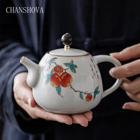 chanshova china handpainted porcelain crackle teapot 270ml ceramic tea pot traditional chinese flower bird pattern tea set h347