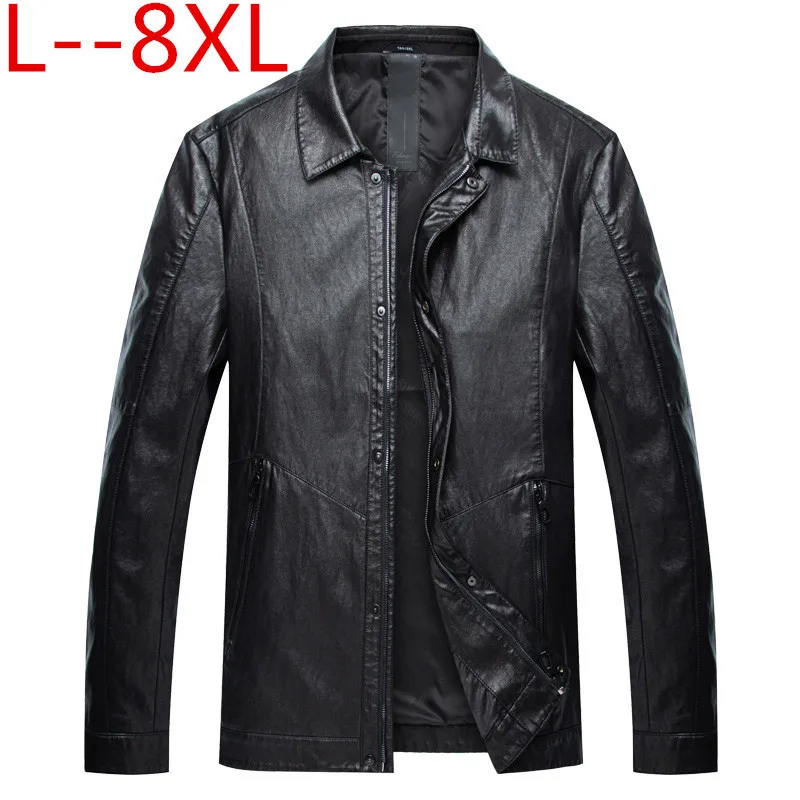 

plus size 8XL 7XL 6XL New Fashion Men Clothes Spring Genuine Leather Jacket Single Breasted Coat Autumn Sheepskin Leather Coat