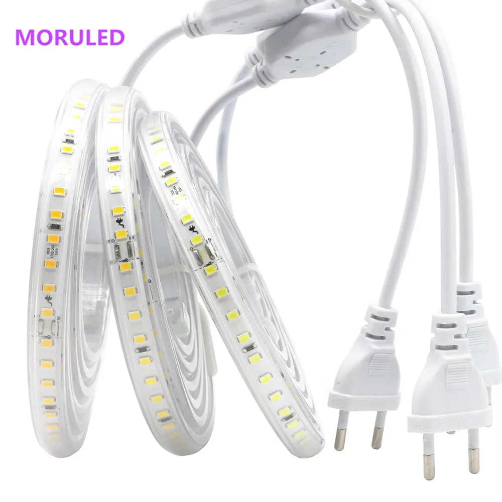 

220V LED Strip 2835 High Brightness IP67 Waterproof Flexible LED Lamp High Safety Outdoor LED Light Tape with EU Plug 1M-10M-20M