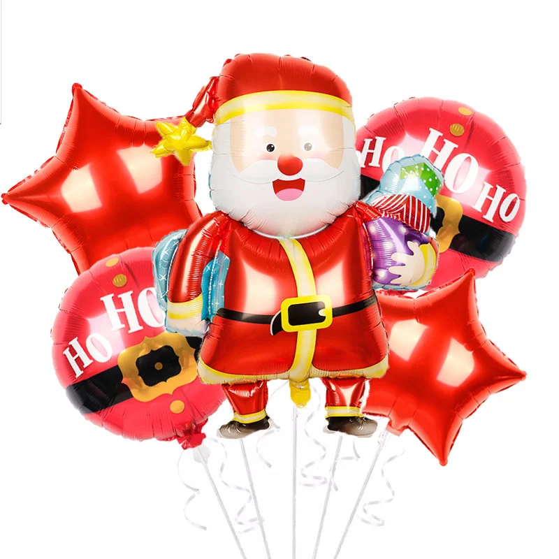 

New 5pcs Merry Christmas Foil Balloons Santa Claus Snowman Globos Xmas Deer Penguin air toys Christmas Decorations for Home