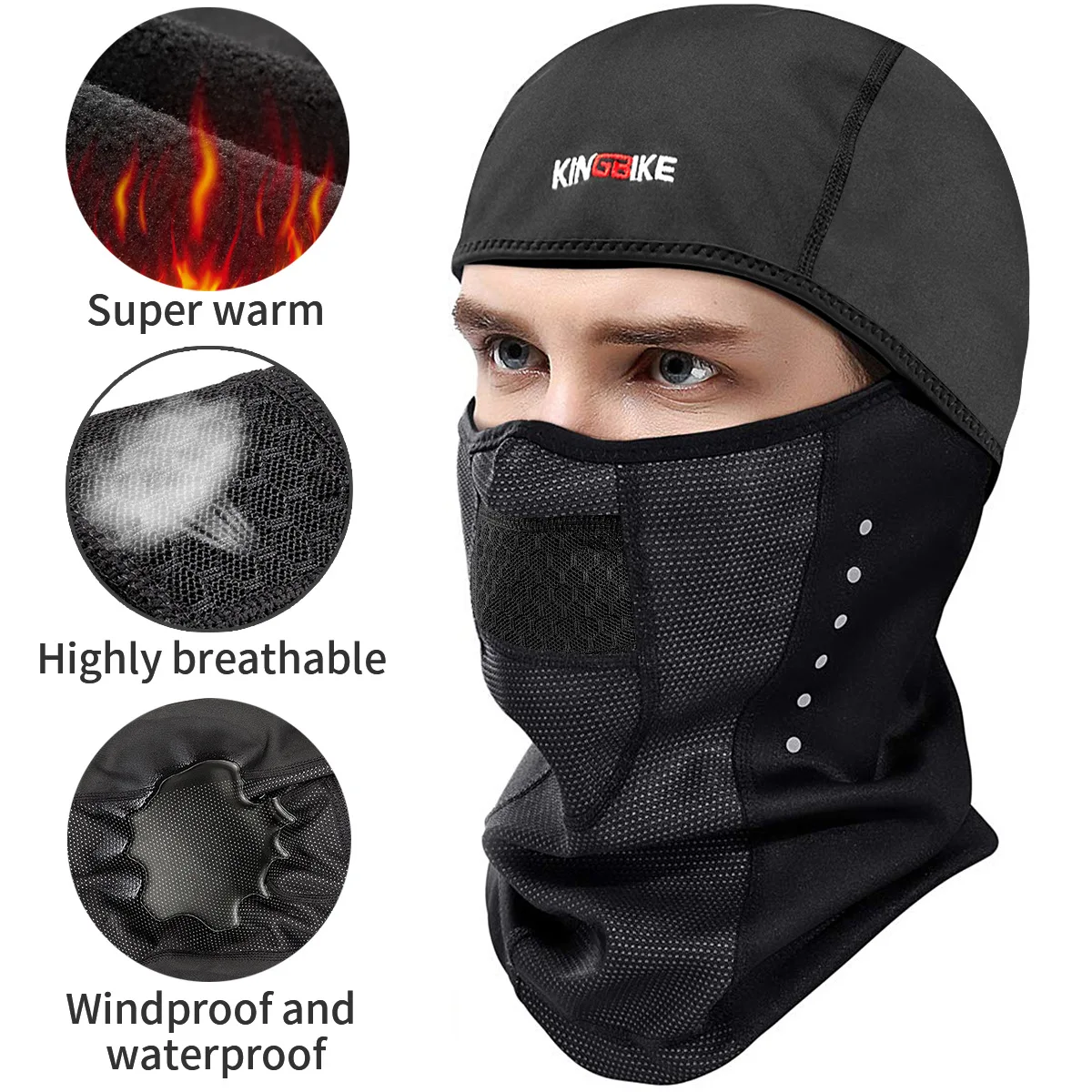 

Winter Cycling Mask Fleece Thermal Keep Warm Windproof Cycling Face Mask Men's Balaclava headgear mask Sport Ski Mask black