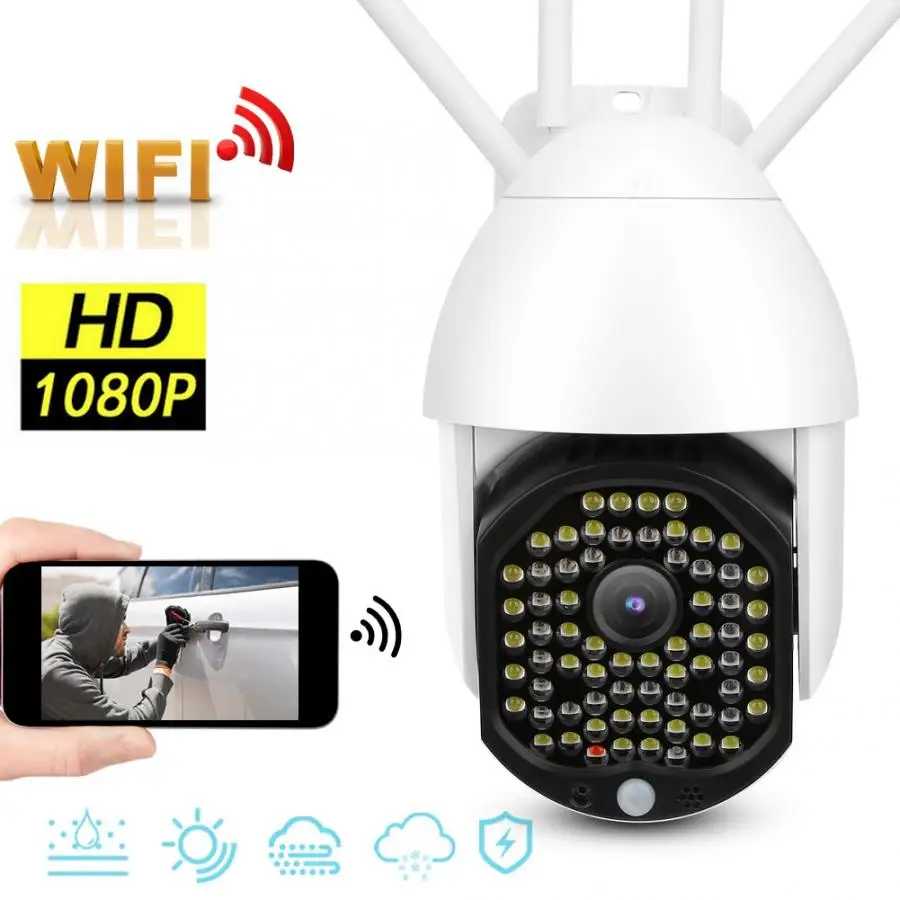 IP камера 1080P Wi Fi HD IP66 ночное видение 68 светильник звукосветильник лизация PTZ для