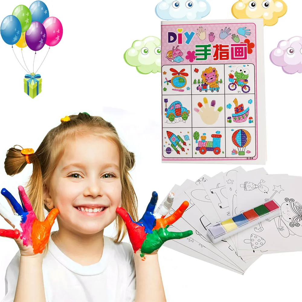 DIY мультфильм дети палец живопись ремесло набор детей раннего обучения красочные