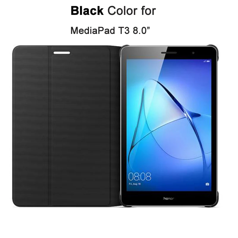 Black for T3 8.0 HUAWEI Mediapad T3 10/T3 " чехол для планшета PU Стенд защитный складной кожаный чехол оболочка для AGS L09 W09/KOB-L09 W09 - Цвет: Black for T3 8.0