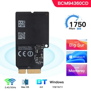 Двухдиапазонная Wi-Fi Bluetooth карта 1750 Мбитс 2,4 ГГц5 ГГц BT 4,0 Broadcom BCM94360CD беспроводной модуль для Apple Hackintosh Mac OS