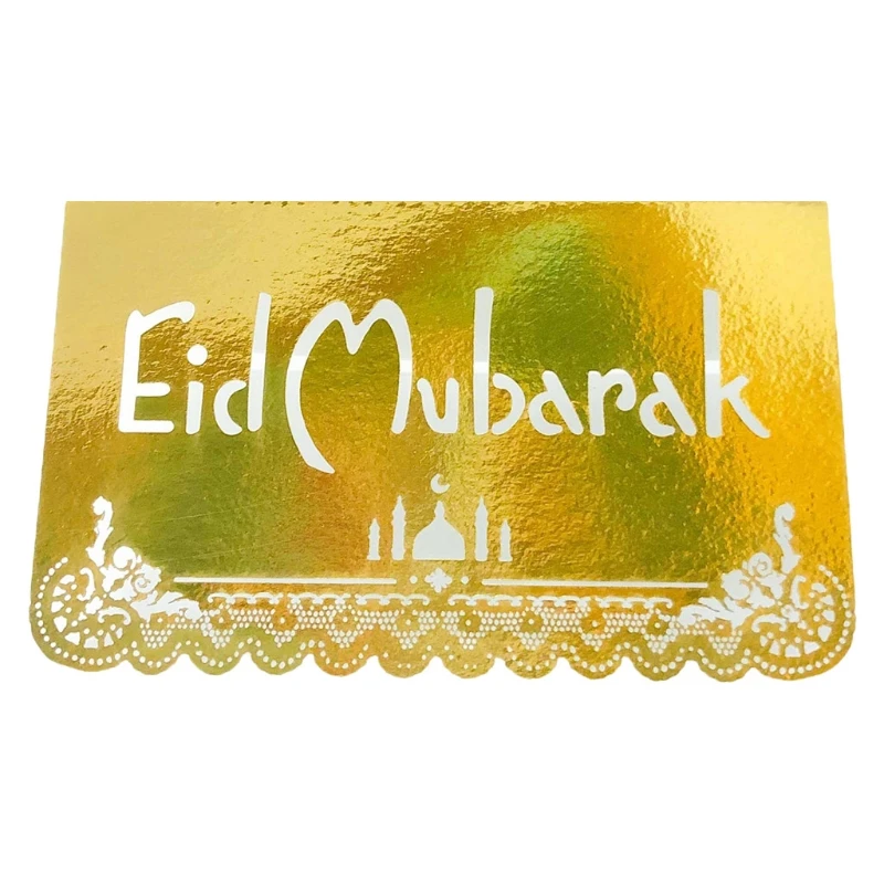 

100pcs Eid Mubarak Paper Placecard Hollow Out Floral Lace Ramadan Table Card H3CF