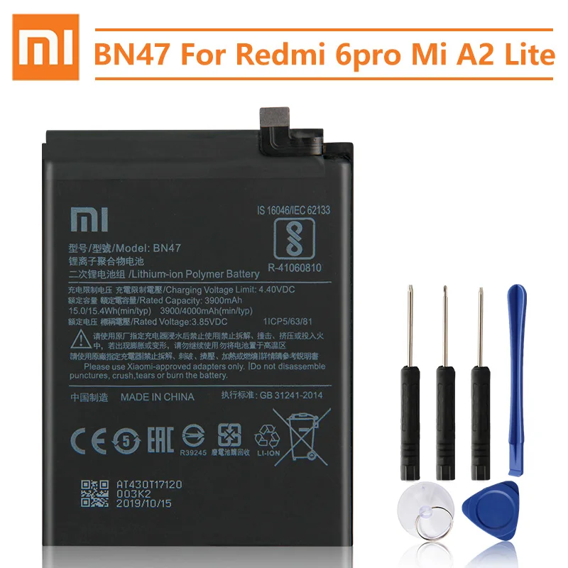 Xiao Mi оригинальная запасная батарея BN47 для Xiaomi Redmi 6pro A2 Lite Hongmi 6 Pro Redrice 6Pro