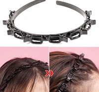 new double bangs hairstyle hairpin headband for women lady hollow braid woven bangs clip hairband wedding bride hair accessories