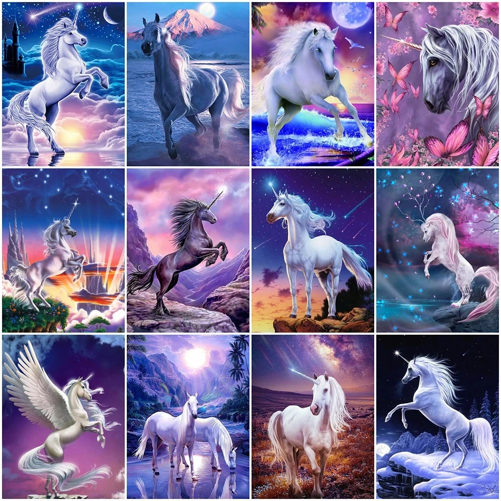 

Colorful Diamond Embroidery Horse Diamond Painting Animal Horse Needlework Cross Stitch Fantasy Rhinestone Picture Crafts Gift