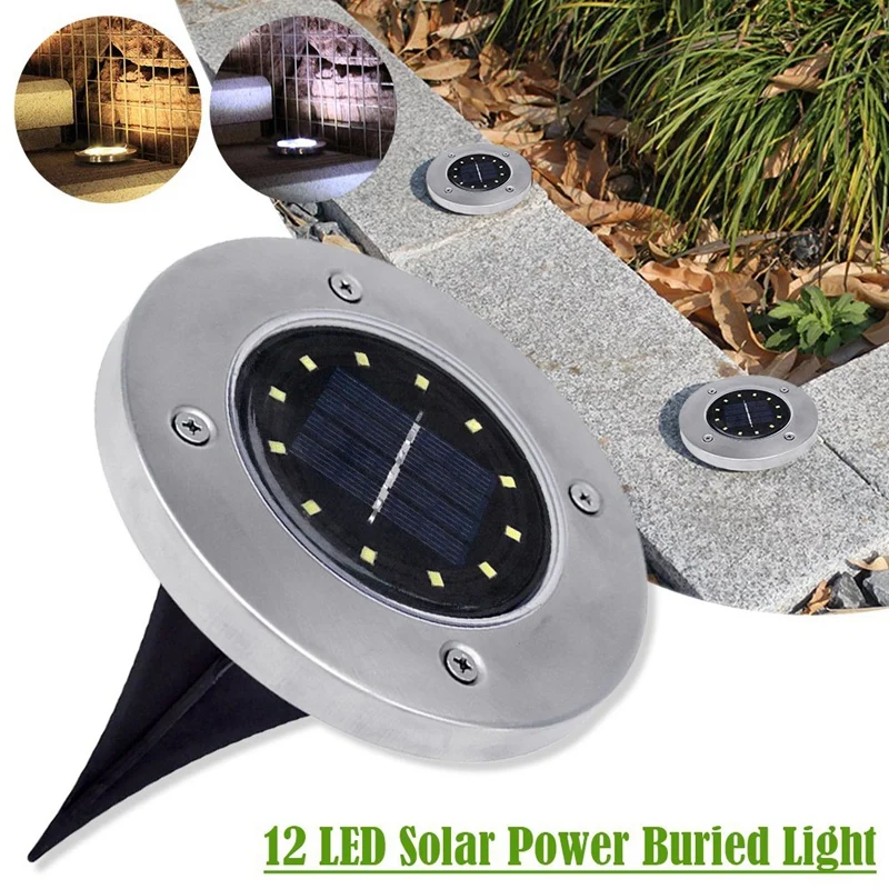 

12 Led Solar Power Buried Light Ground Lamp Outdoor Path Way Garden Decoration (Warm Light)