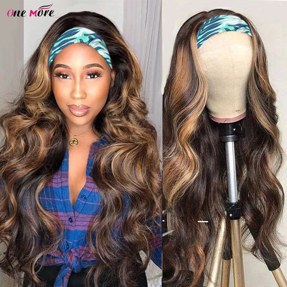 

Highlight Headband Wig Human Hair Glueless Ombre Honey Blonde Body Wave Wig Scarf Wig Brazilian Remy Human Hair Wig For Women