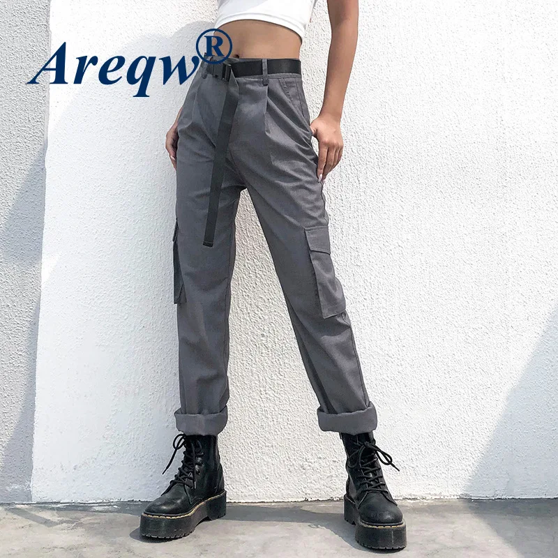 Suit Pants Women 2021 Spring New Women's Pants Street Fashion Tooling Pocket Straight Leg Pants Women High Waist Casual Trousers