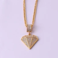 mens fashion hip hop diamond triangle pendant necklace jewelry accessories