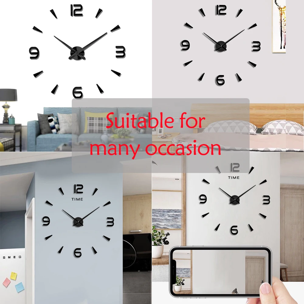 

3D DIY Larger Wall Clock Modern Design Big Wall Clock Living Room Watches Wall Clocks Home Decor Saat Zegary Orologio Da Parete