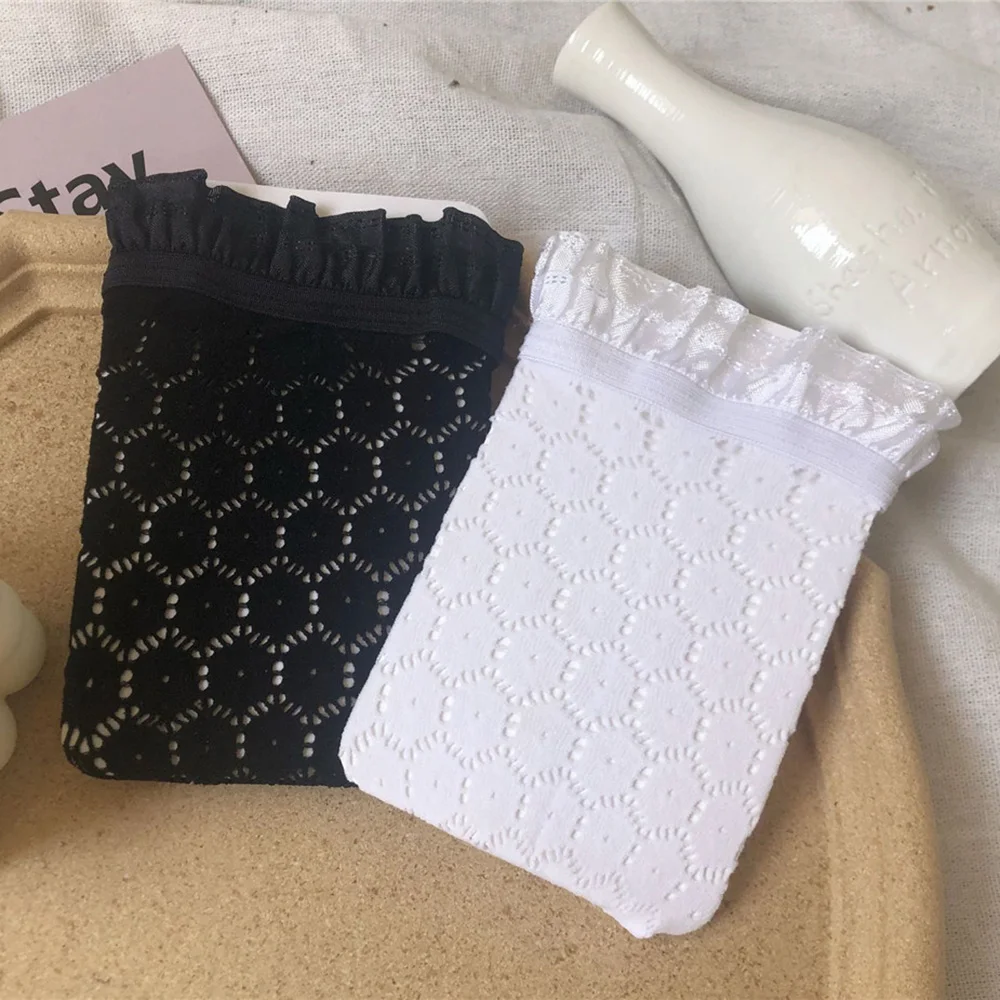 Модные сетчатые носки с цветами женские прозрачные тонкие короткие белые