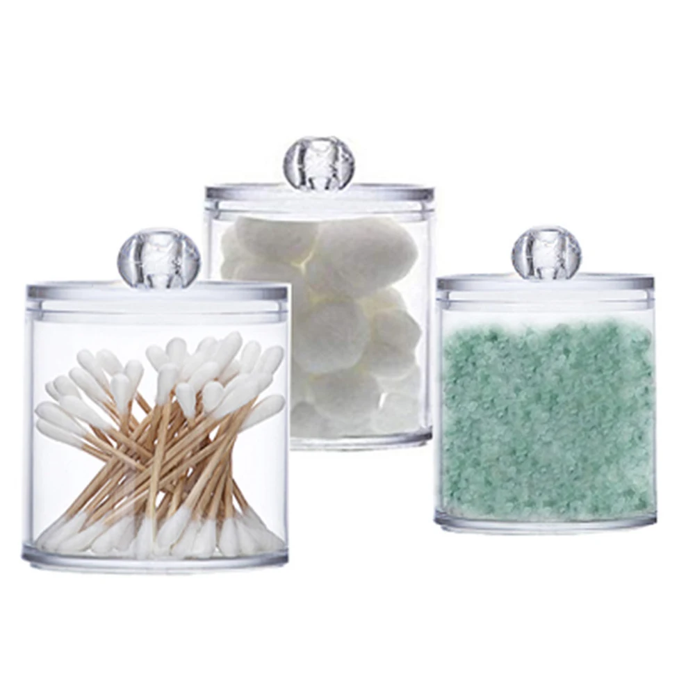 2 Pcs Cotton Pad Container Multifunctional Cosmetic Holder Transparent Bottle Plastic Box Bathroom Supplies | Красота и здоровье