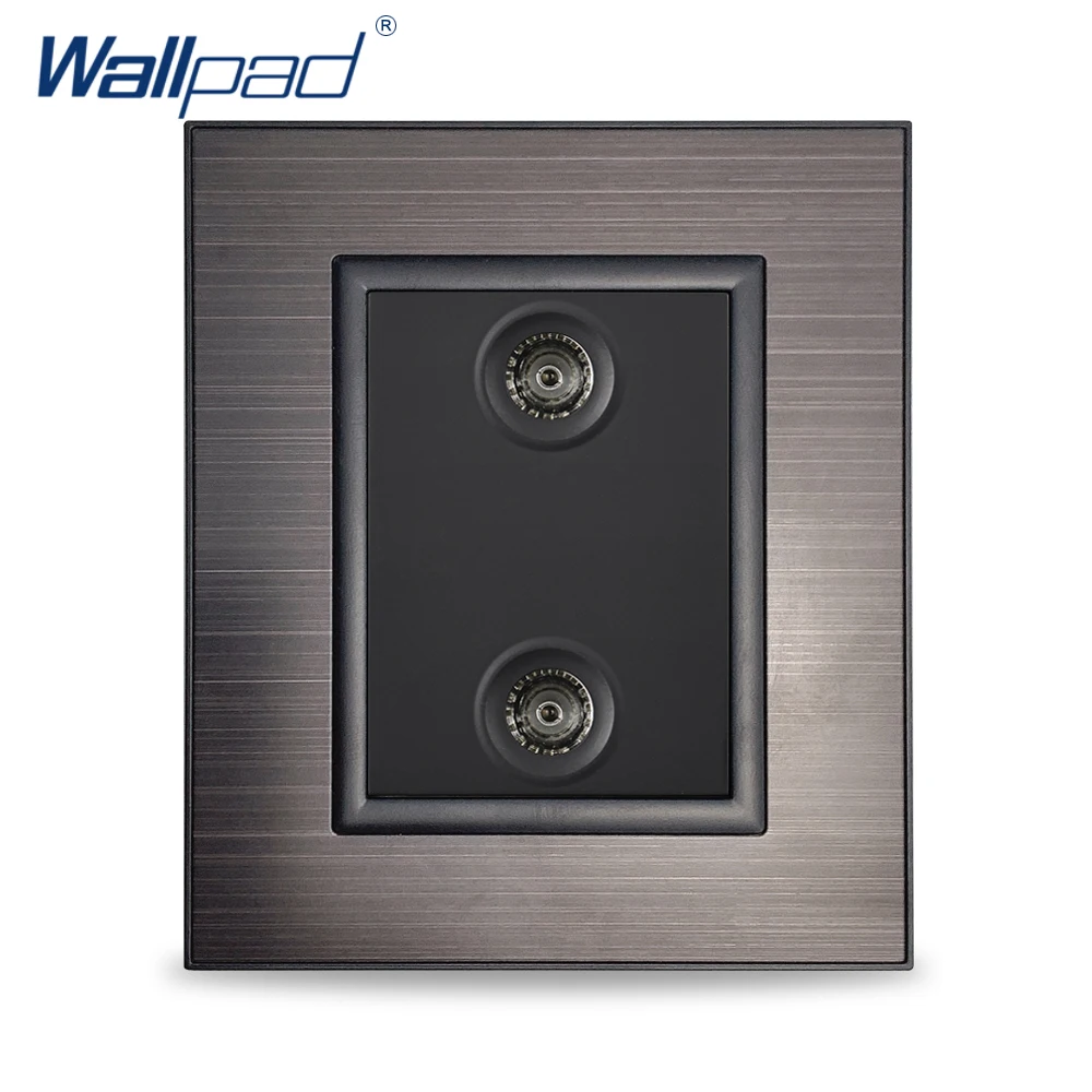

Wallpad 2 TV Television Socket Black Stainless Steel Panel Wall Weak Electricity Outlet