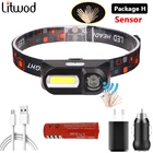 Налобный фонарь с датчиком, налобсветильник фонарь для рыбалки, фонарь для наружного освещения с аккумулятором 18650, светодиодная лампочка Q5, литий-ионный, для кемпинга, езды на велосипеде, портативный
