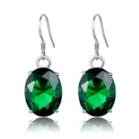 szjinao real 925 sterling silver emerald gems fine jewelry silver 925 ohrring ethnic oval drop earrings for women brincos 2020