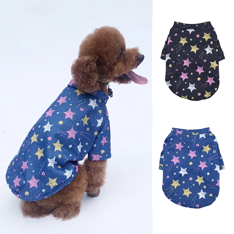 

XS-L Pet Clothes Puppy T-shirt Dog Vest Cat T-shirt Cat Vest Puppy Supplies Dog Accessories Five-pointed Star Clother Black Blue