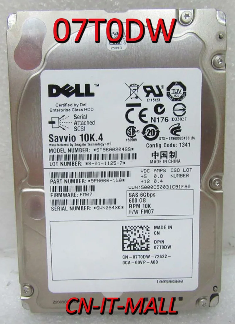 

Pulled 07T0DW 7T0DW ST9600204SS 600GB 10000 RPM SAS 6Gb/s 2.5" Internal Enterprise Hard Drive