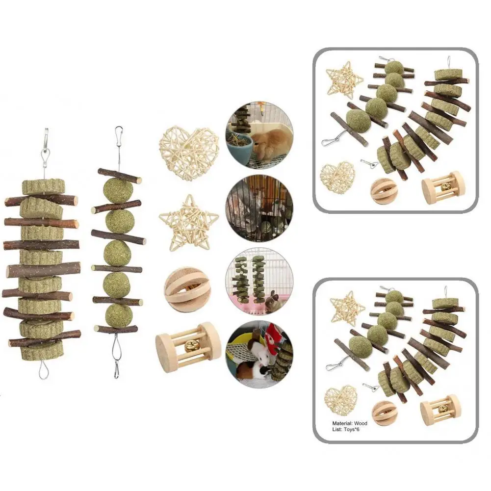 

6 шт./компл. жевательная игрушка для домашних животных, скука, снятие укусов, натуральный хомяк, Шпажки для зубов, игрушка для кролика