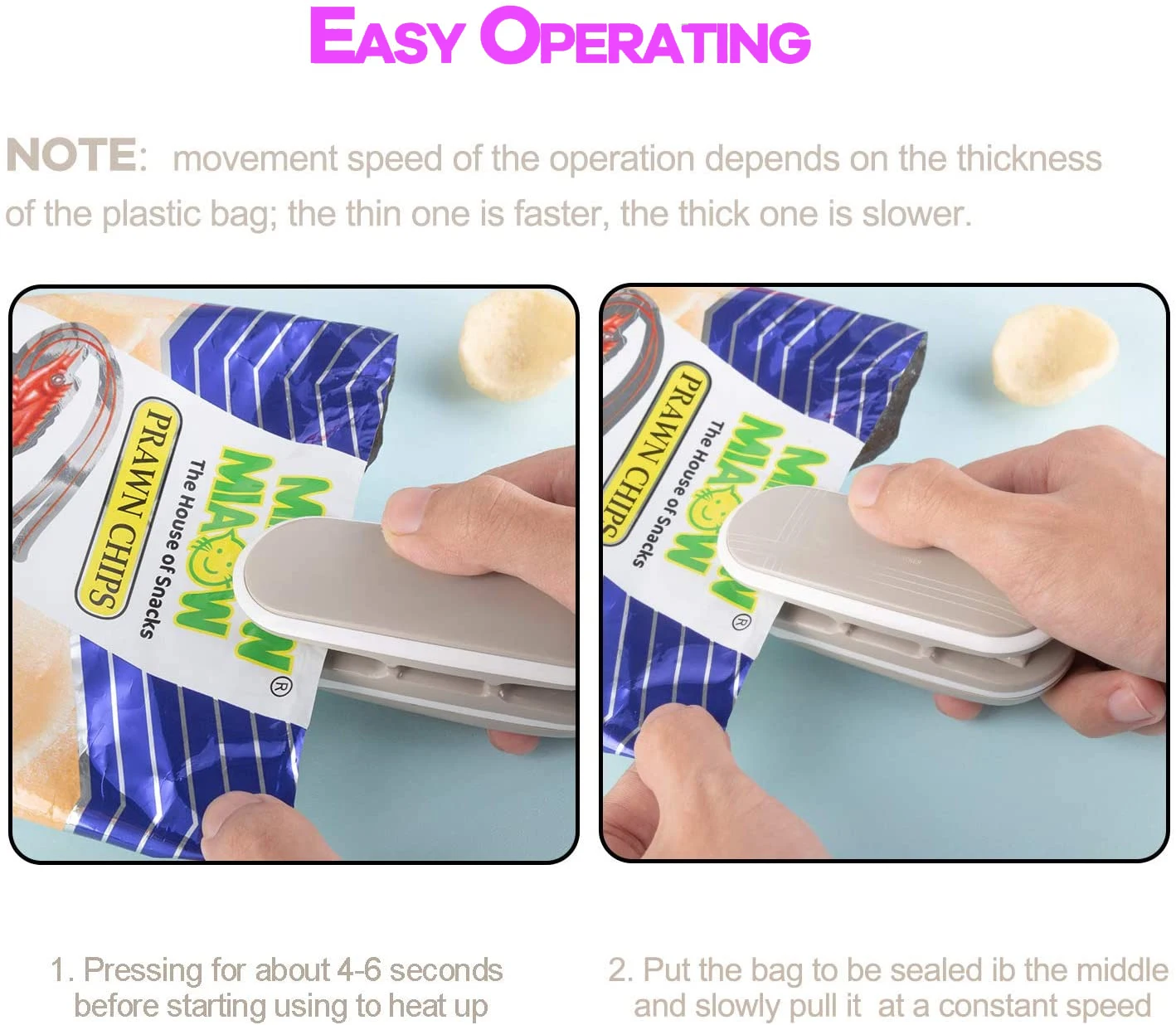 

Free Shipping 1pc Mini Bag Sealer 2 in 1 Heat Sealer and Cutter Food Storage Snack Fresh Bag Sealer (Battery Not Included)