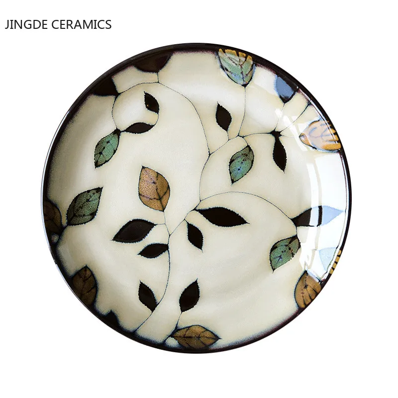 Керамическая тарелка с ручной росписью квадратная глазурованная посуда