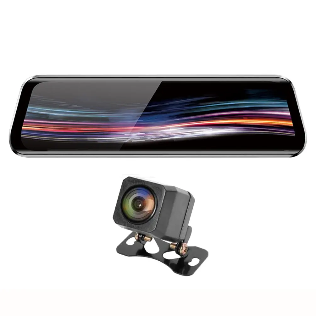 T11 ADAS Dash Cam 9.66 Inch IPS Touch WDR Car Rearview Mirror DVR Camera 1080p 720p Dual Lens Driving Video Recorder