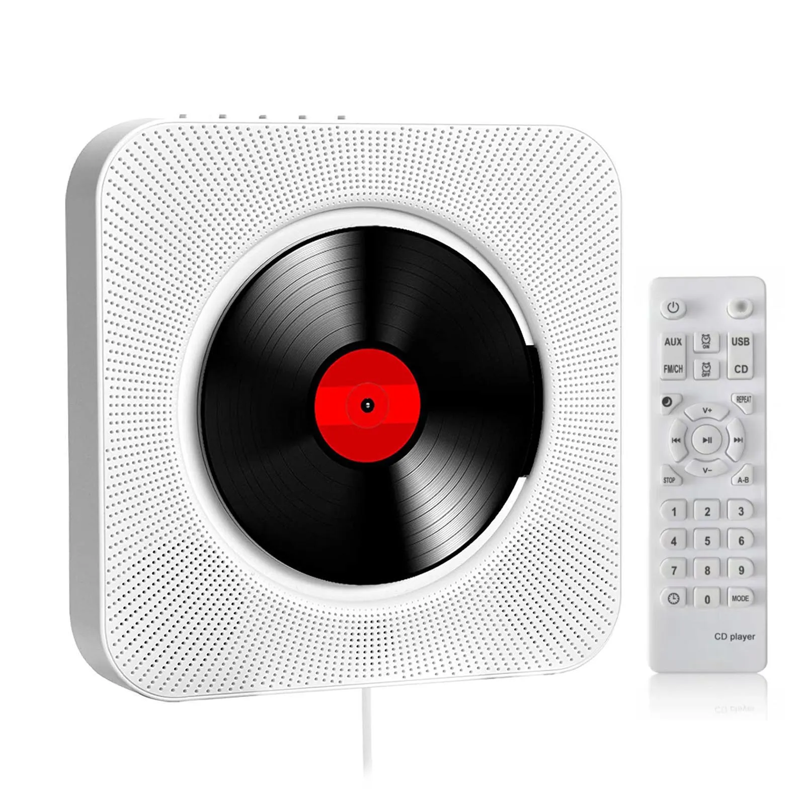 Portable CD Player Built-in Speaker Stereo CD Players Wall Mountable CD Music Player with IR Remote Control Supports FM